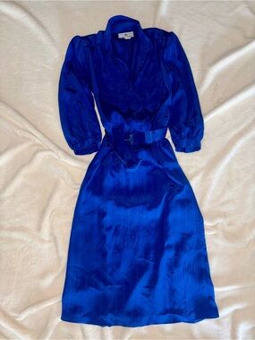 jonathan martin Cobalt Blue Long Sleeve Shirt Dress with Belt